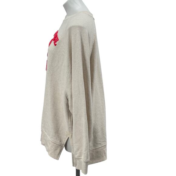 Aerie Oversized Don’t Be Crabby Sweatshirt Women SZ L White Red Casual Comfort - Picture 4 of 9